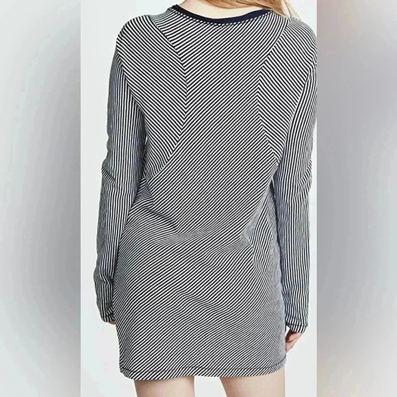 RAG & BONE Navy Blue Stripe Long Sleeve Jersey T Shirt Dress Size L Retails $225 - Picture 2 of 8